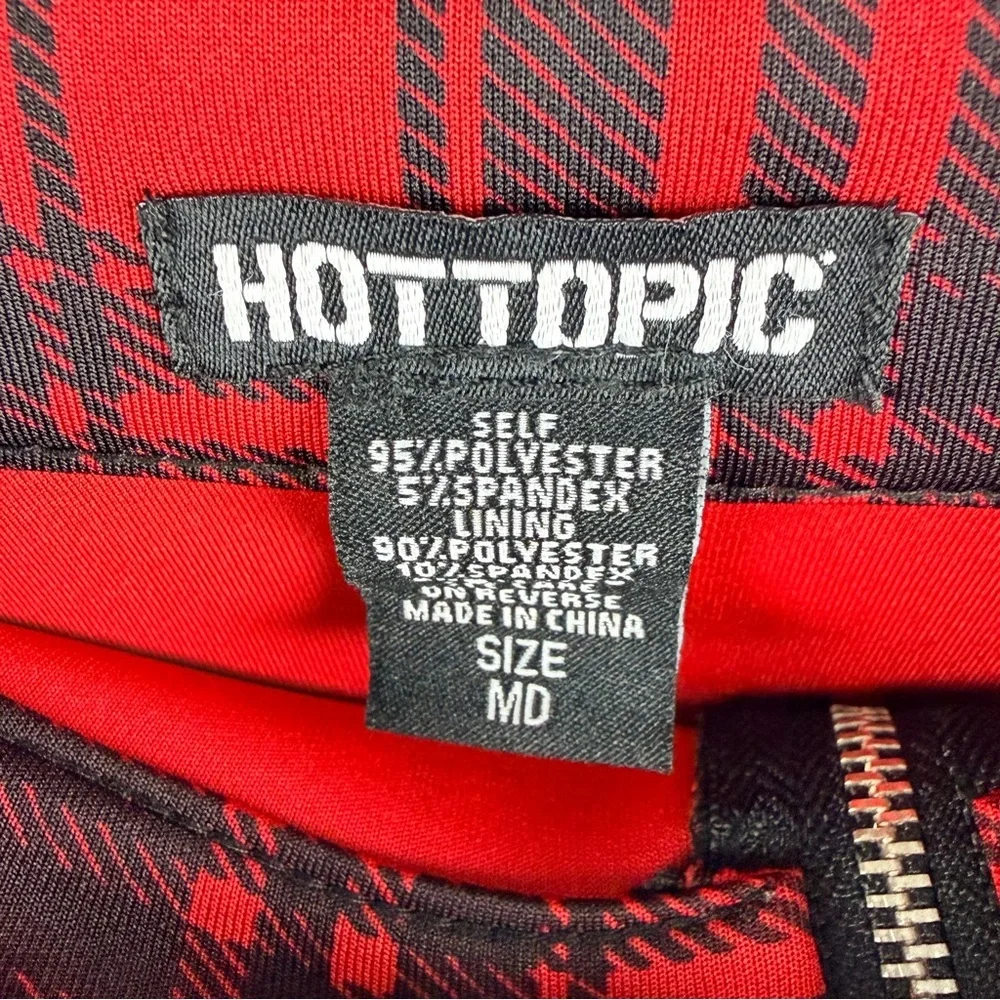 Hot Topic Red Black Plaid Skater Skirt Zip Front Size Medium